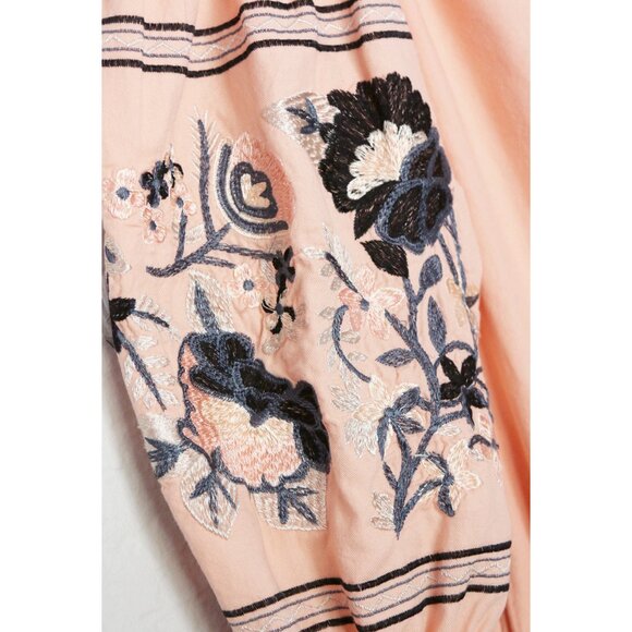 Free People Fleur Du Jour Off-The-Shoulder Pink Floral Embroidered Dress S $148 - Picture 10 of 15
